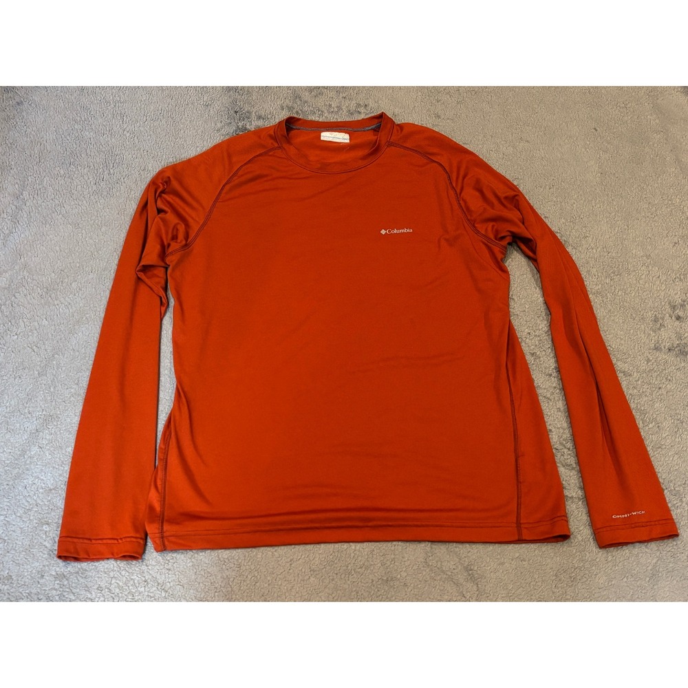 Columbia Omni-Wick Mens XL Long Sleeve Performance Shirt Orange Activewear